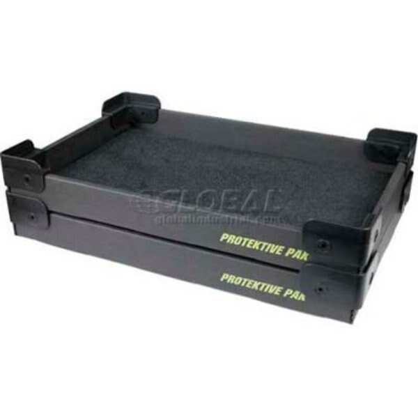 Protektive Pak ESD Stackable and Nesting Plastic Corner Super Tek-Tray, 19inL x 12-3/8inW x 2inH, Desco Industries, Mfr#: 37762